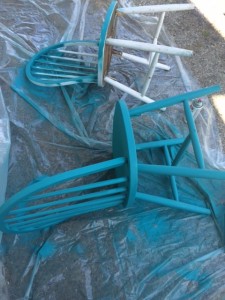 Spray painting the chairs
